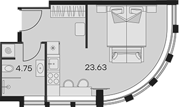 Квартира студия 28.38 м², 3/15 эт., Апарт-отель «Апарт-отель 25-7 Заневский»